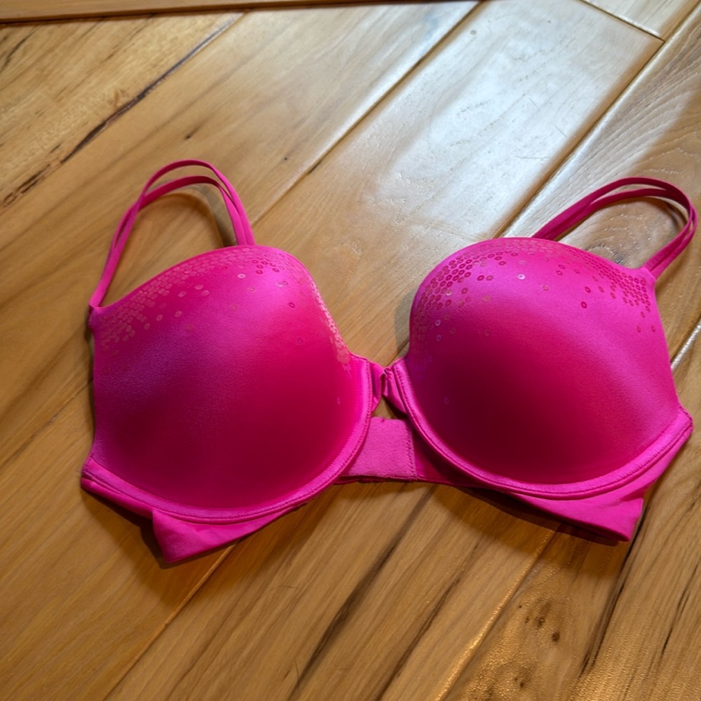 Victoria Secret Very Sexy Push-up Bra 32DD Hot Pink Sequin